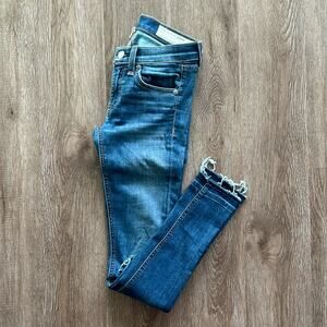Rag & Bone Capri Skinny Jeans Lily Dale Mid Rise Size 24‎ Frayed Hem